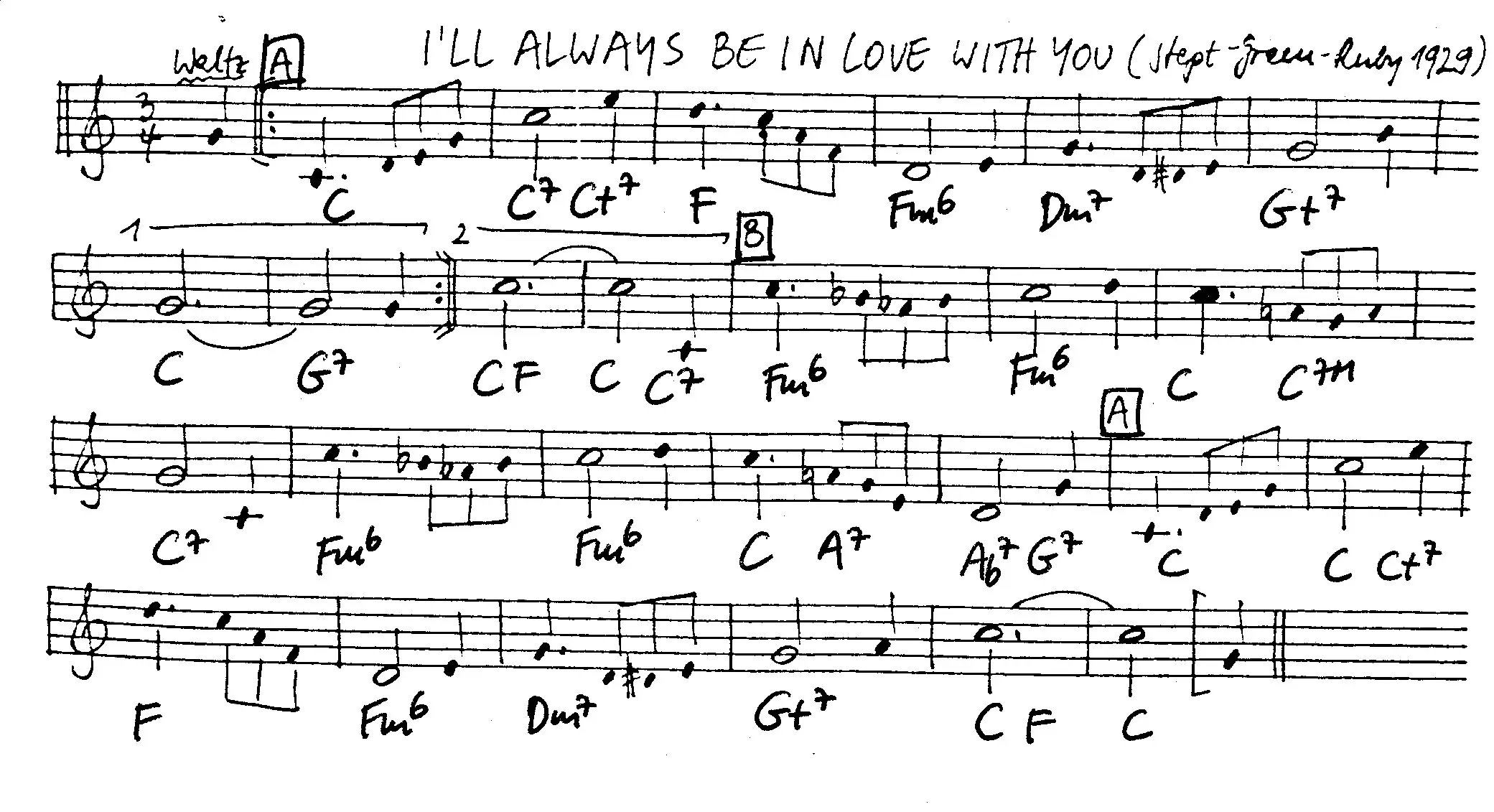 i'll always be in love with you free jazz leadsheet - Courtesy of the Jungle Jazz Band